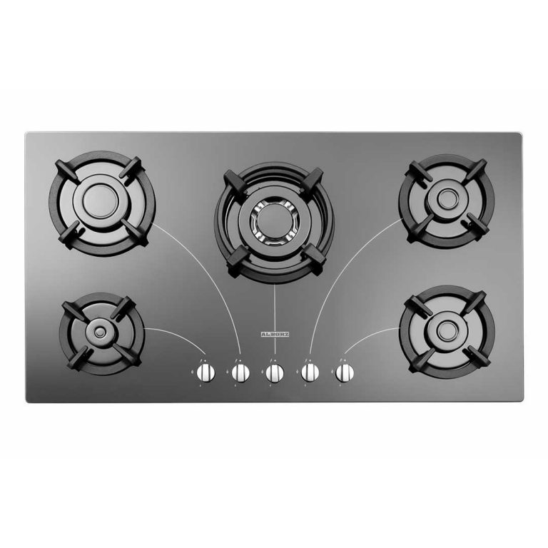 اجاق گاز رومیزی صفحه شیشه ای 5 شعله استیل البرز مدل G 5958
